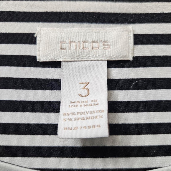Chico’s Black and White Striped Knit Top - Picture 3 of 5